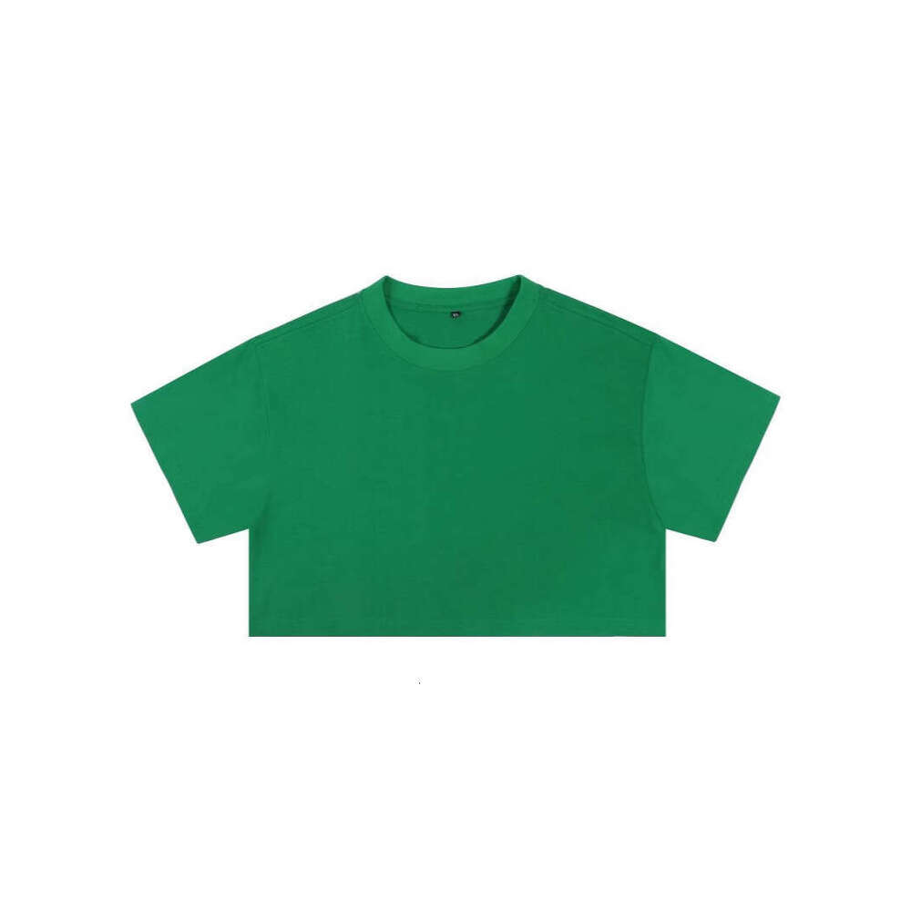 Pure Cotton 210g High Waist Crop T-Shirt for Women Loose Yoga Fitness Sleeve Short Sports Top Hot Girl Outfit Versatile