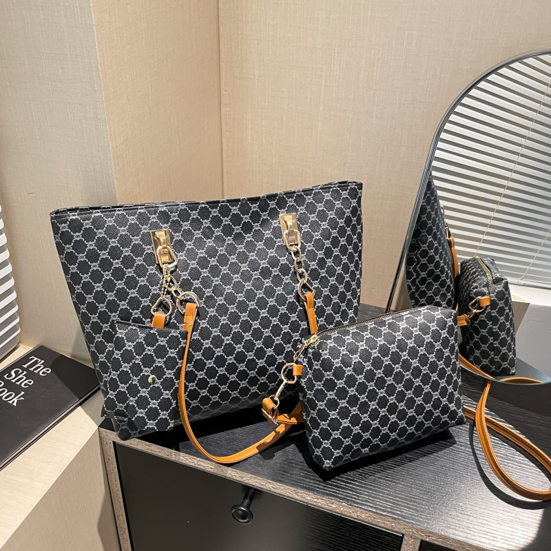 New Design bags, European and American new capacity, foreign trade single-shoulder bag, three-piece set, mother-and-child bag, commuter tote bag Free 