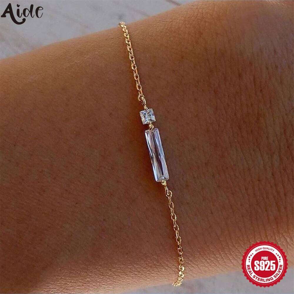 Aide 925 Sterling Silver Unique Zircon for Women Girls Gold Color Chain Bracelet Trendy Waterproof Fine Jewelry Pulsera
