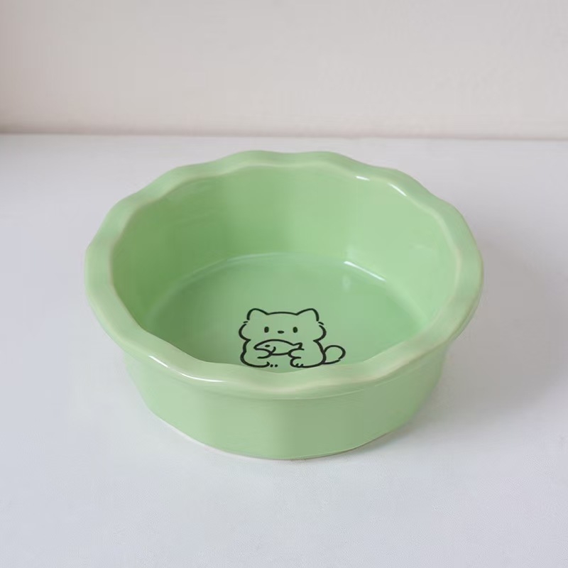 H2086 High-quality ceramic pet bowl - with silicone mat for non-slip and easy cleaning