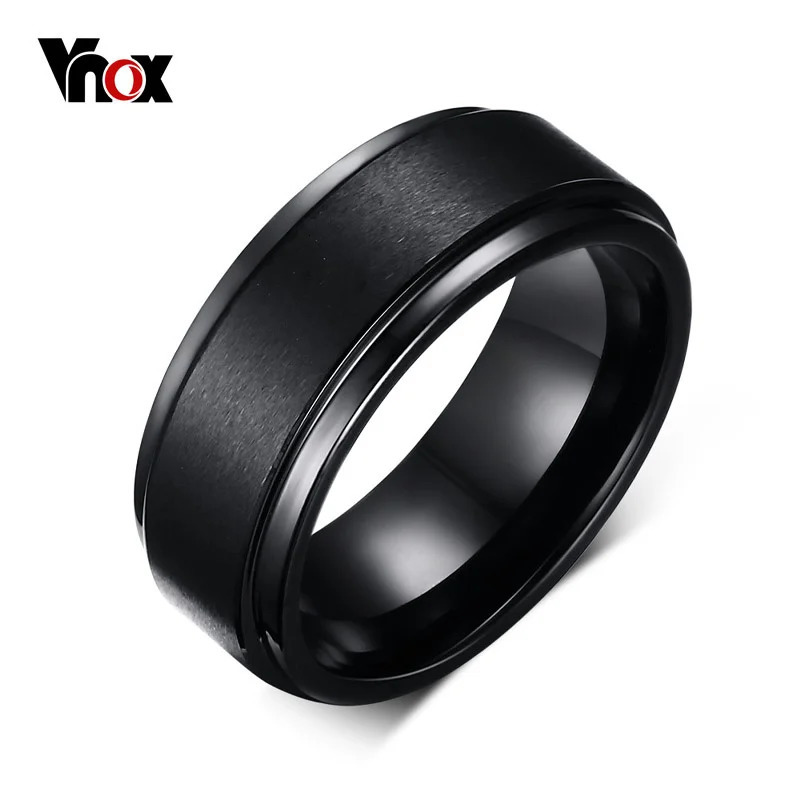 Vnox Mens Wedding Bands Rings BASIC Black Pure 8MM Tungsten Carbide Matte Brushed Center bague homme 251230