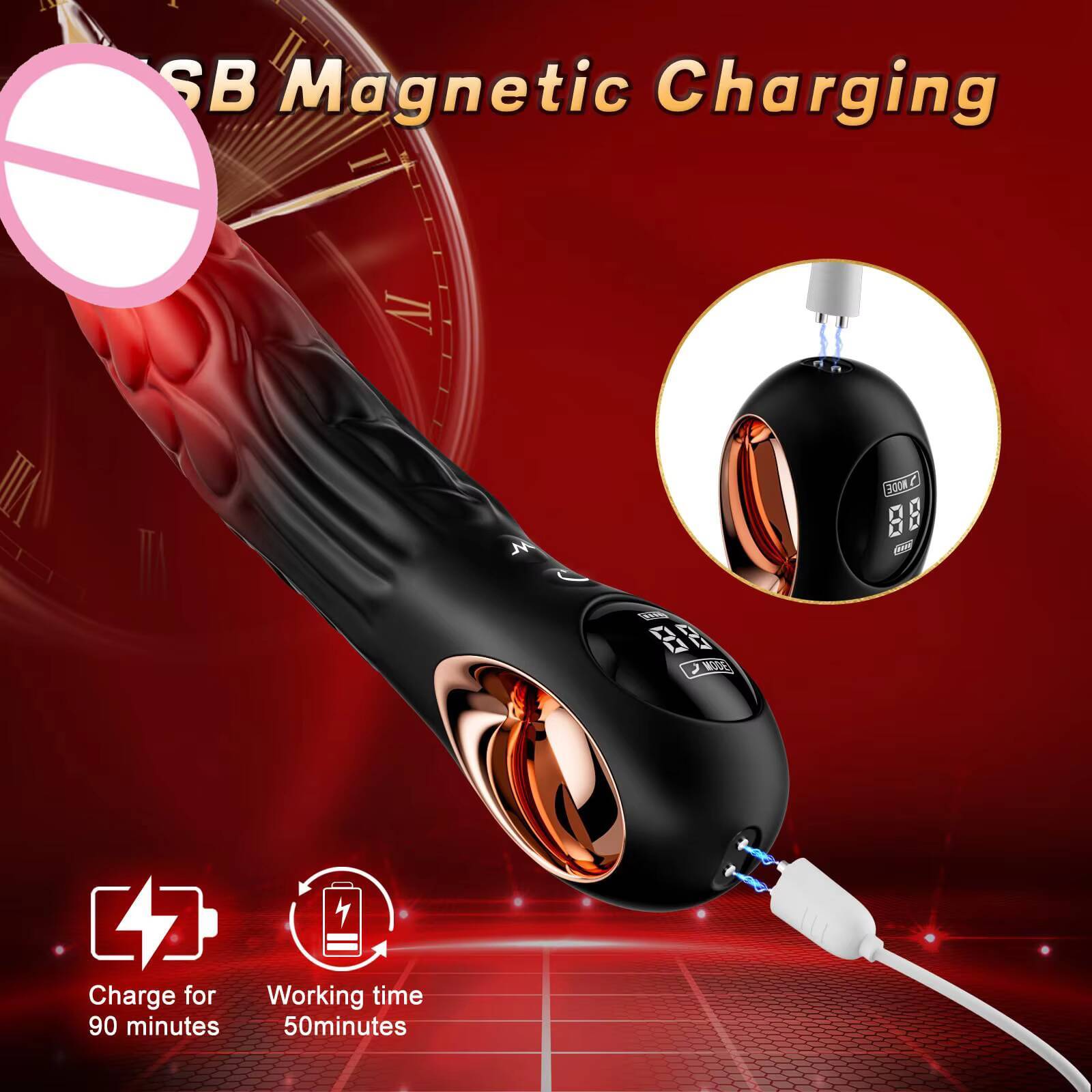 Dragon Fantasy Vibrating Dildo Vaginal Clitoral Stimulator LED Display G Spot Realistic Dildo Vibrator for Male and Female