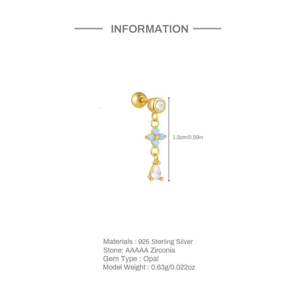 Aide 925 Sterling Silver 1pc Y2K Zircon Dangling Tassel Chain Screw-Back Stud Earrings For Women Simple Fine Jewelry Pendientes