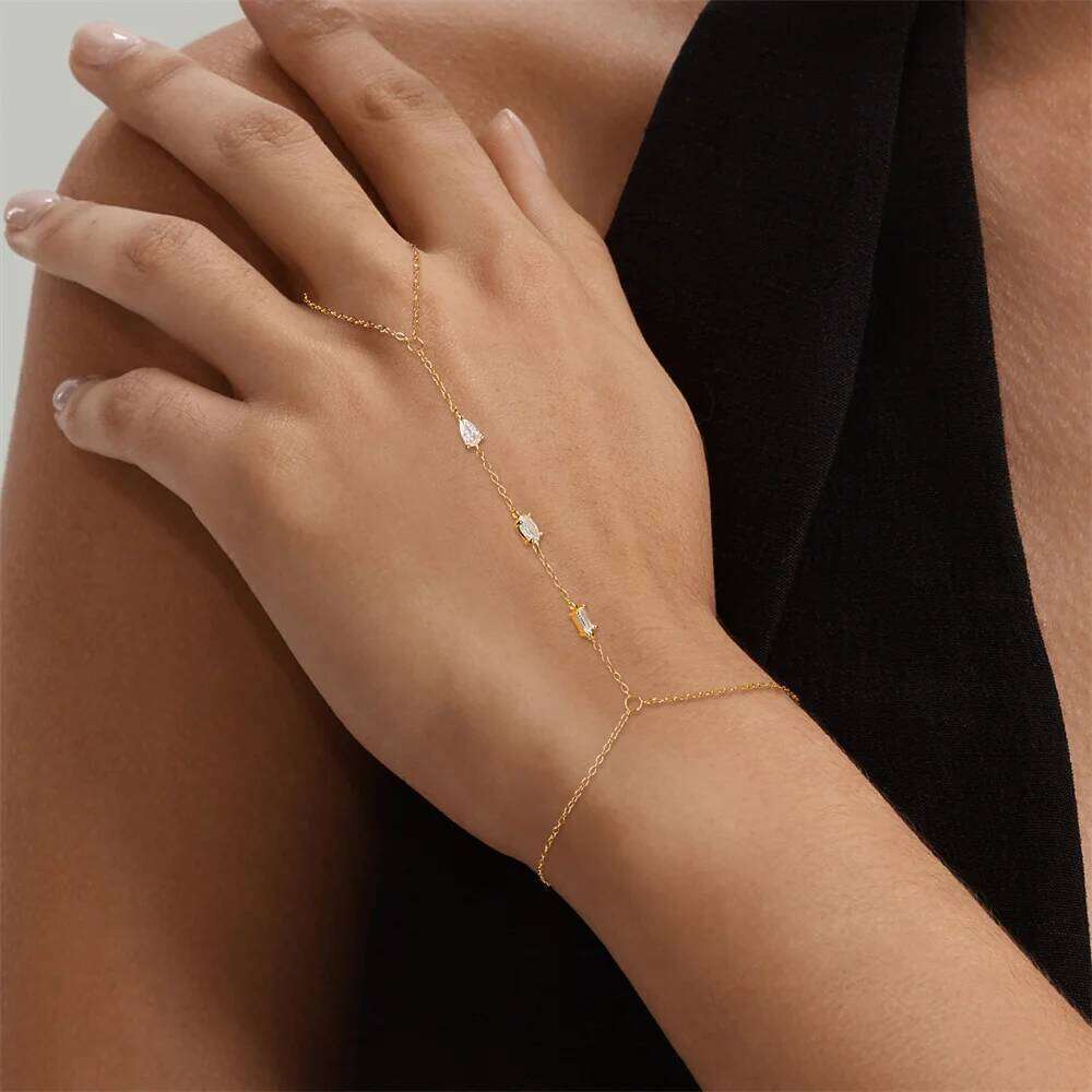 Aide S925 Sterling Silver Octagram Pendant Finger Bracelets Fashion Adjustable Chains Jewelry for Women Star Charm Bracelet