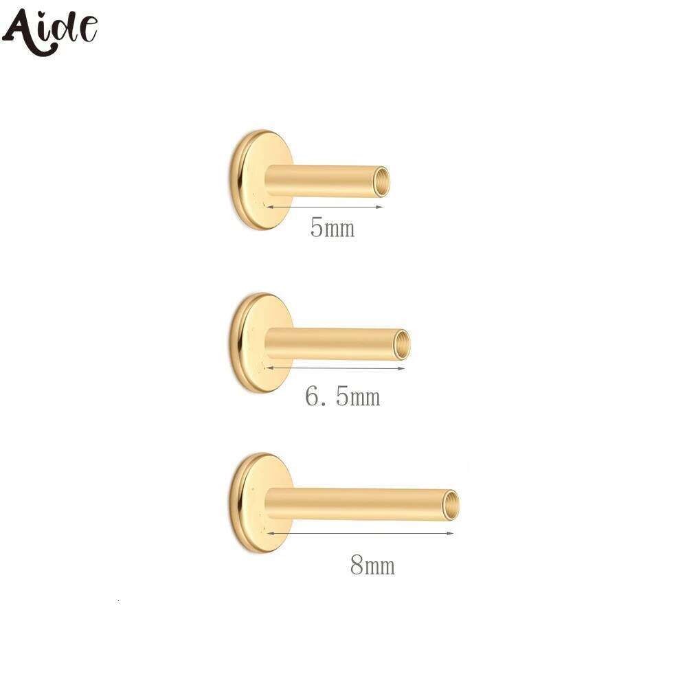 Aide 100% Real 14k Solid Gold 5/6.5/8mm Piercing Accessory Neddle For Earrings Jewelry Ear Bone Studs Gift Pendiente 1Pc