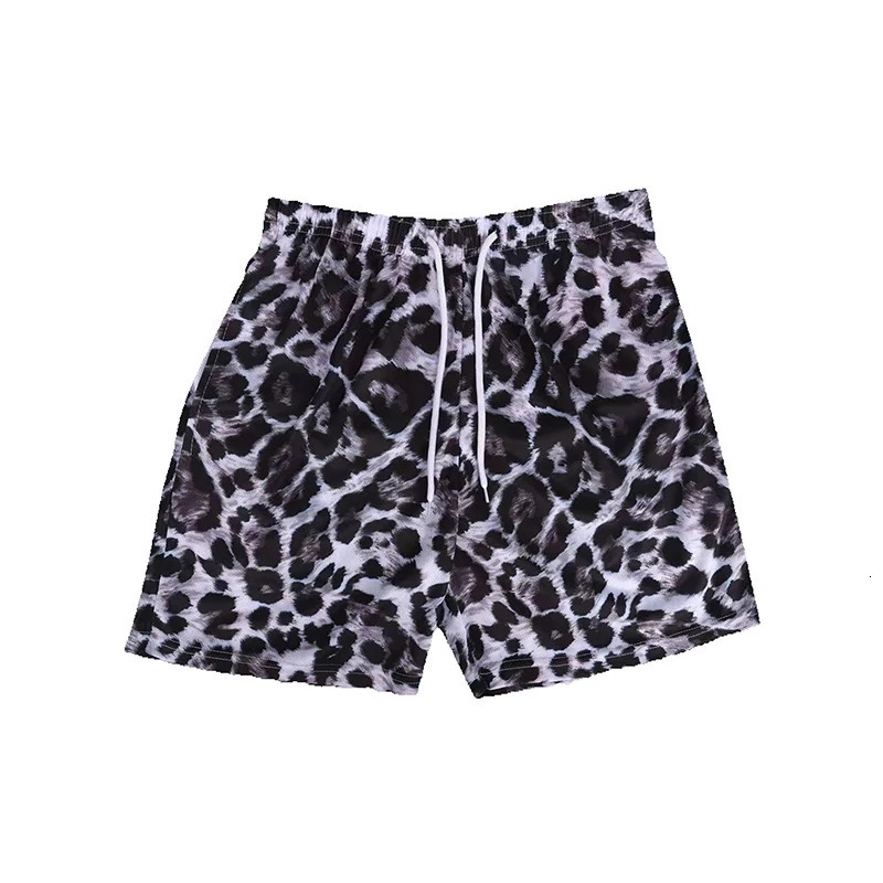 Summer Mens Fashionable Shorts Leopard Print Clothing Casual Hawaiian Vacation Shorts Mens Drawstring Breathable Shorts 251230