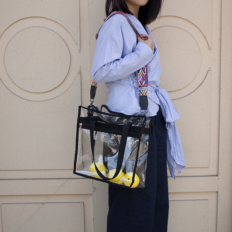 Hot Sale New Women's PVC Shoulder Crossbody Transparent Jelly Bag Fashion Large Capacity Handbag Simple In Stock