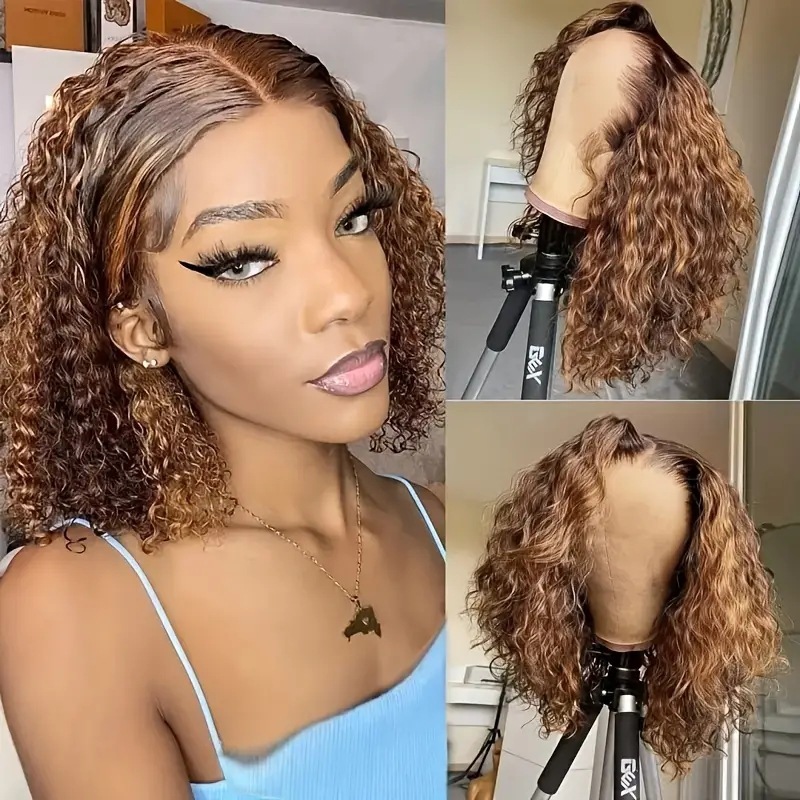 Front Lace Curly Wig Cap Cross Border Fashion Wigs for Europe and America Piano Colored Curly Wig