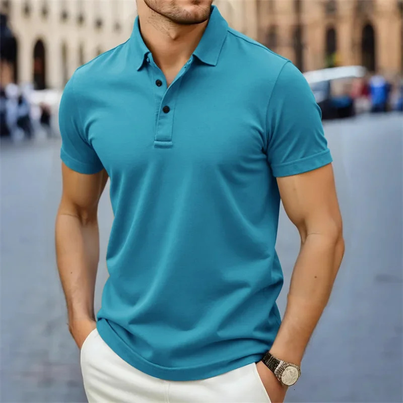 Mens Casual and Fashionable Simple Collared Short Sleeved Polo Shirt Summer Comfortable Breathable and Versatile Top 251230