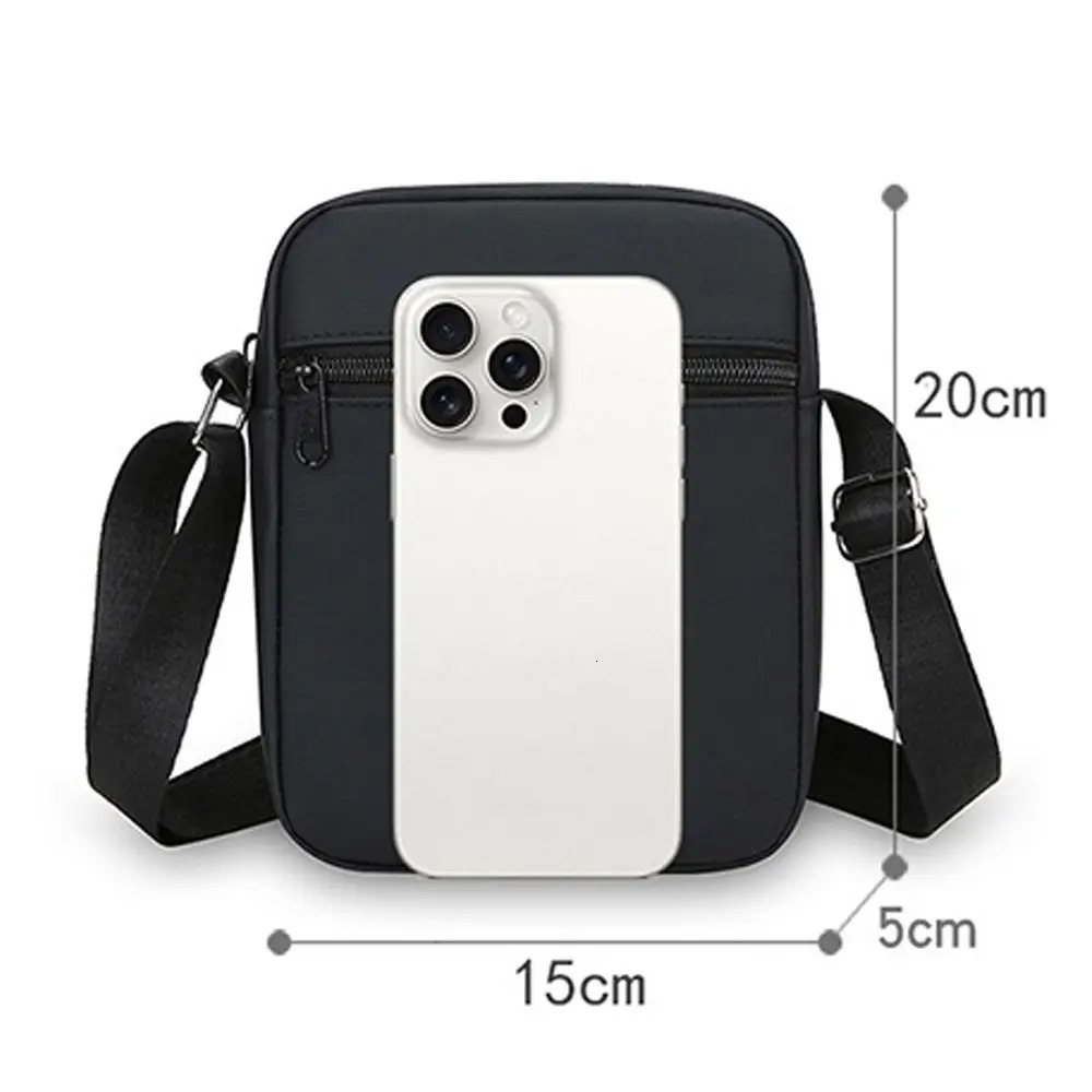 Fashion PU Shoulder Bag Waterproof Black Mobile Phone Bag Multiple Compartments Adjustable Mini Sports Bag for Men 251230