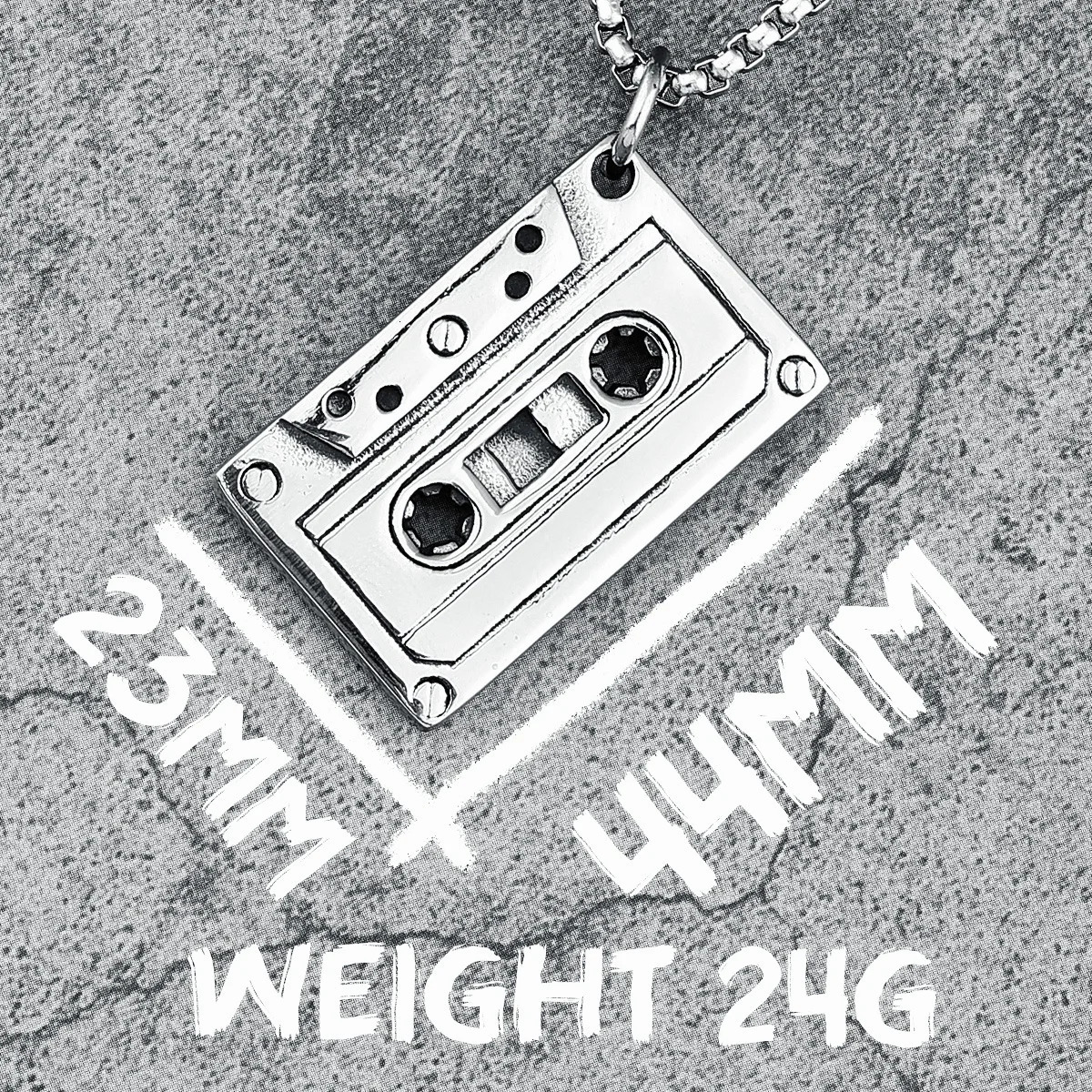 Retro Cassette Tape Necklace Stainless Steel Men Pendant Chain Vintage Hip Hop Rap Music Party for Friend Jewelry Gift 251230