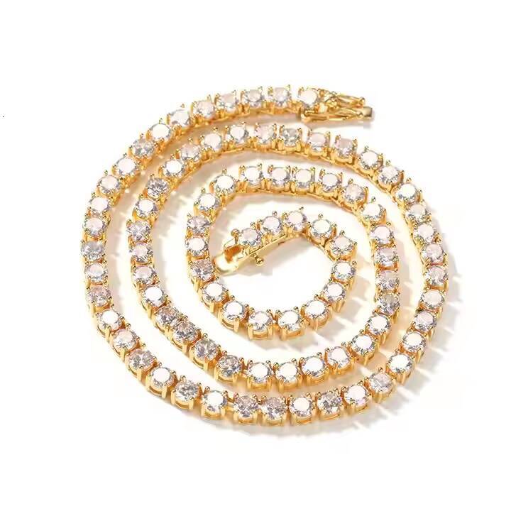 Hot Selling Unisex Tennis Chain Necklace One Row with 3mm-5mm vvs moissanite vvs moissanite Stylish Hip Hop Icy Jewelry