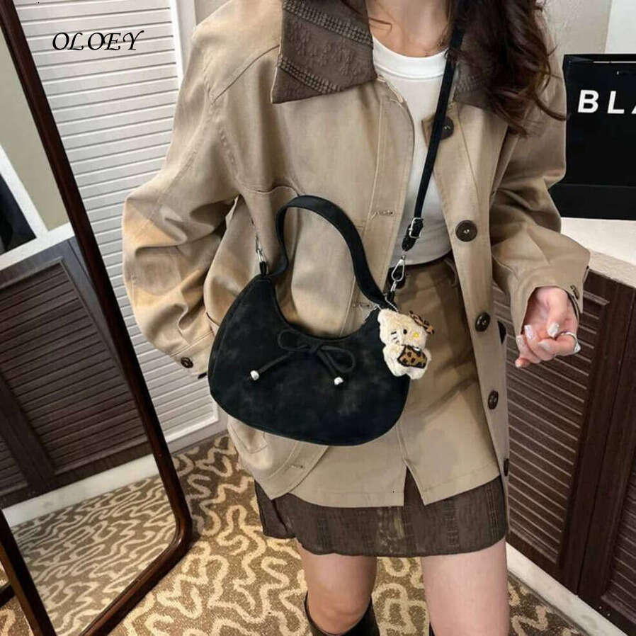 Oloey New Fashion Casual Hobo Women Bow Handle Crossbody Shoulder Simple Elegant Comfortable and Texture Versatile Storage Bag Noble temperament bag