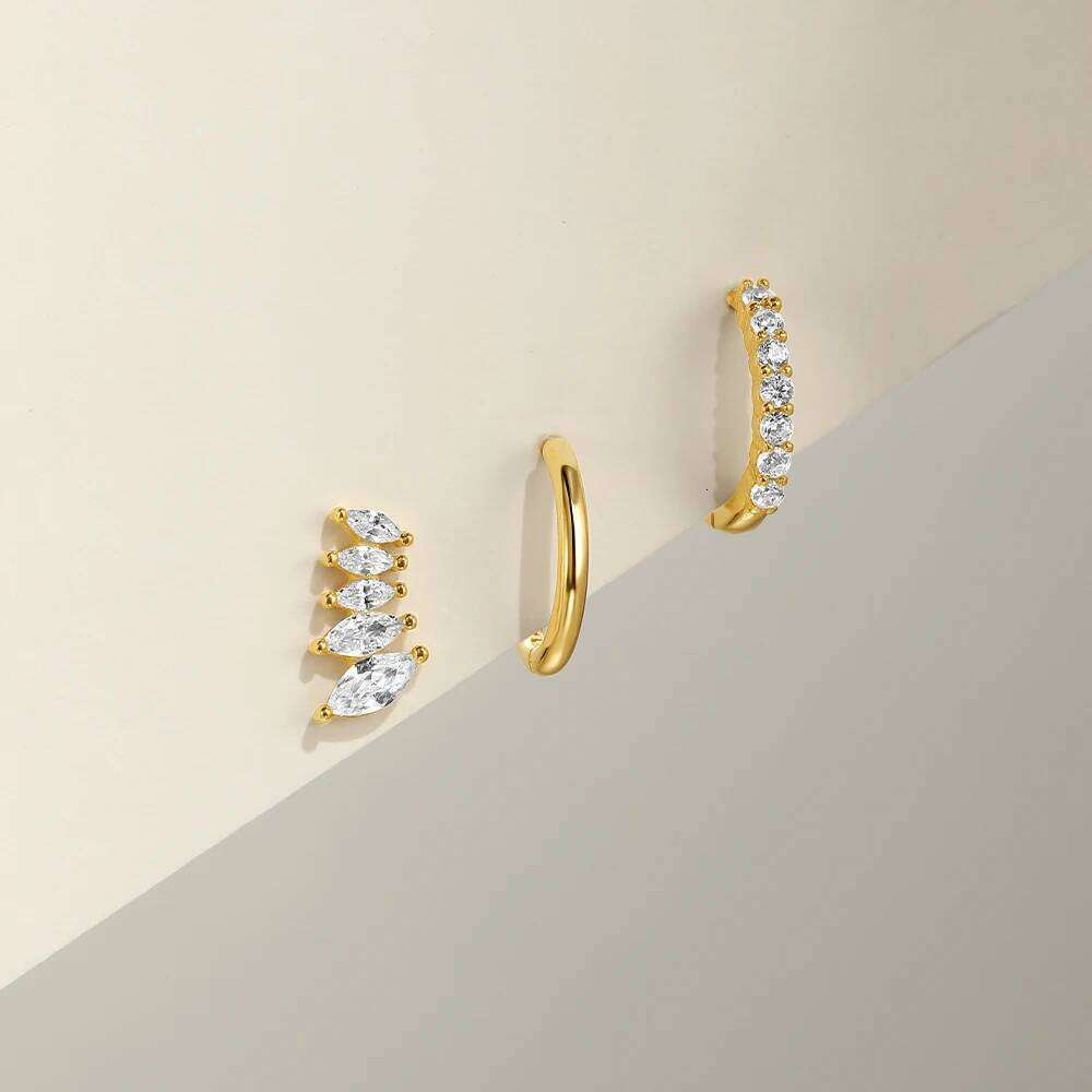 Aide Plata 100% 925 Sterling Silver Flower Earring Set For Women Koren Fashion Ear Bone Studs Fine Jewelry Birthday Party Gifts