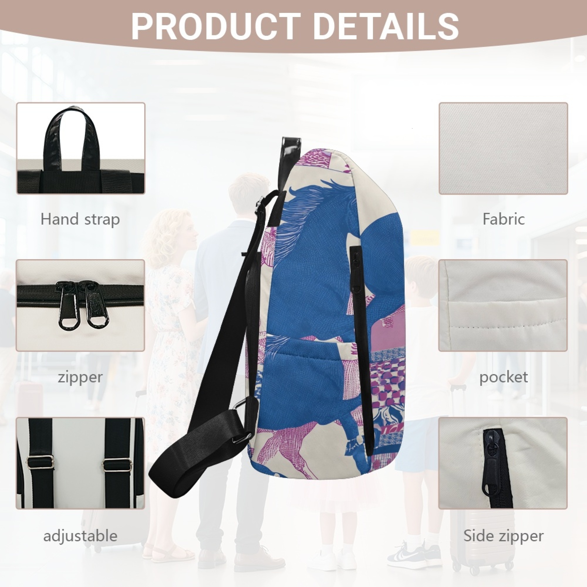 Custom H Designer Fashion Anti Theft Backpack Luxury Horse Pattern Unisex Full Print Backpack Laptop Bag Travel Bag H26