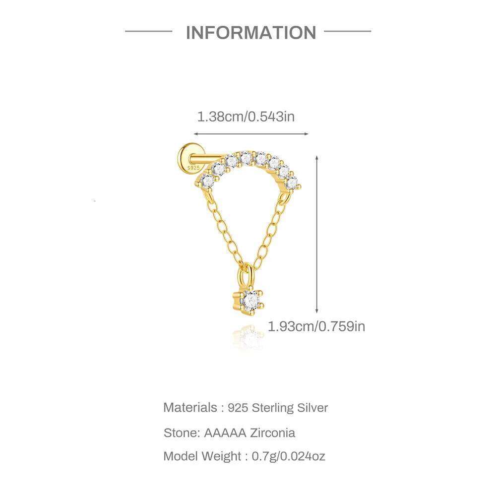 Aide 1pc 925 Sterling Silver Zirconia Chain DIY Charms For Necklace Bracelet Earrings Pendant for Jewelry HandMaking