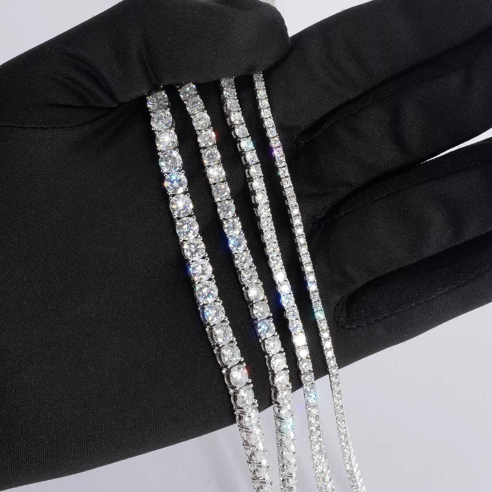 2-5mm Moissanite Tennis GRA Certificate D VVS1 Diamond Necklace Women Men 14K Gold 925 Sterling Silver Handmade Tennis Chain
