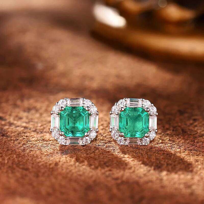 Huitan Creative Attractive Stud Earrings with Green Cubic Zirconia Simple Stylish Accessories for Women Chic Fashionable Jewelry