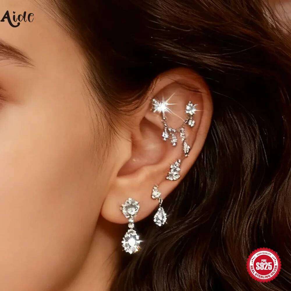 Aide 100% 925 Sterling Silver Shiny Moissanite Diamond Stud Earring Women Sparkling Party Christmas Gifts Anniversary Pendientes