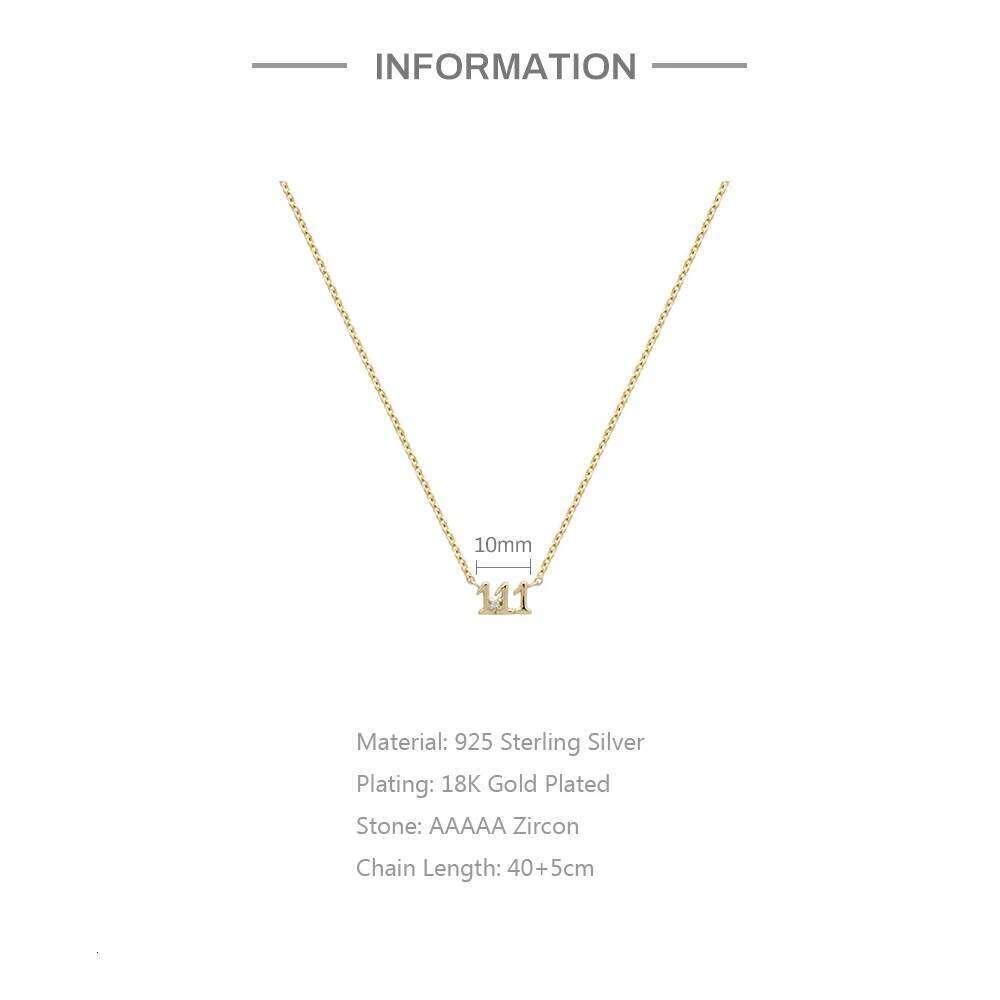 Aide 925 Sterling Silver Angel Number For Women Gift 111 333 444 777 Manifest Guidance Protection Luck Pendant Necklace