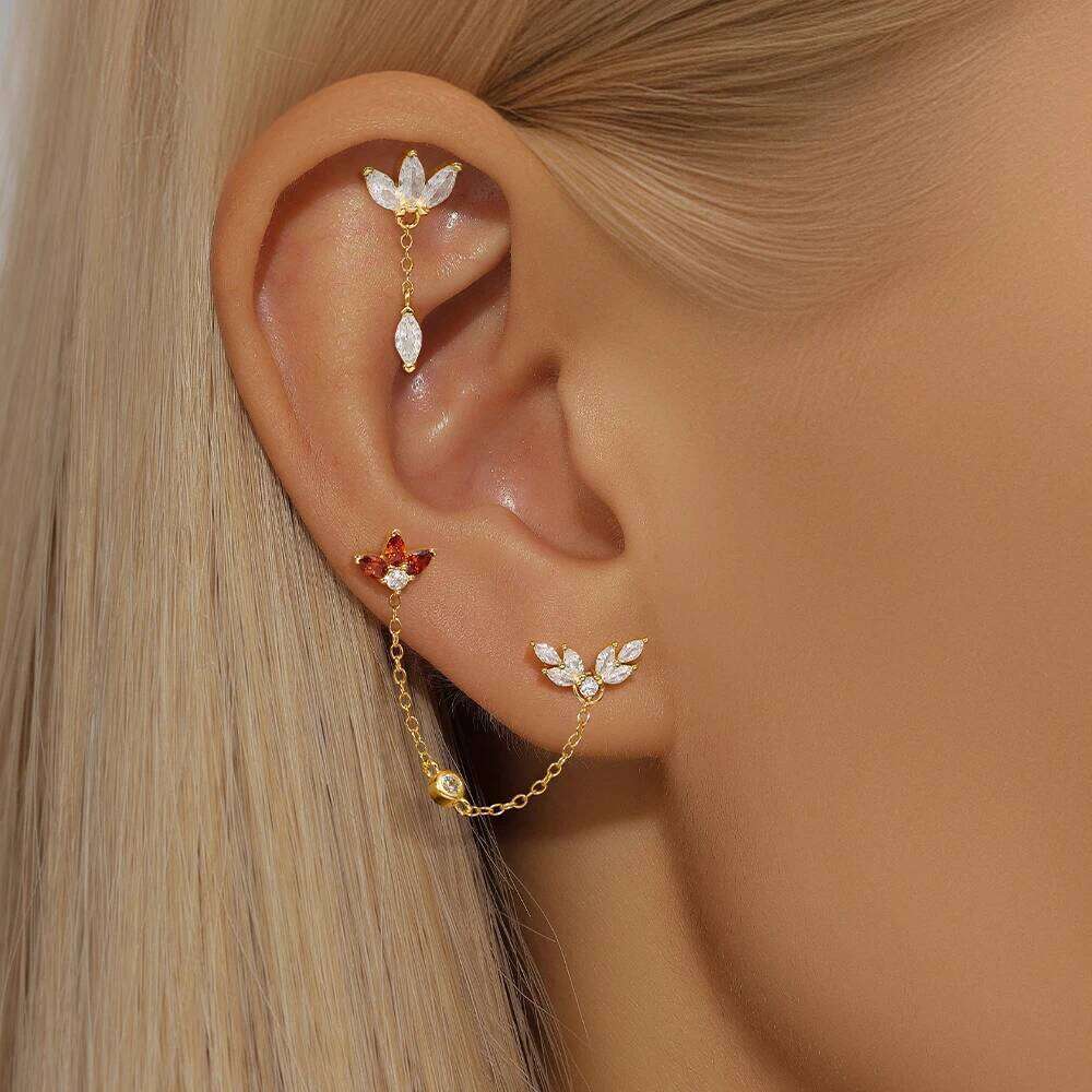 Aide 100% Plata S925 Sterling Silver Zircon Stud Earring For Women Y2k Cartilage Spiral Piercing Body Fine Jewelry 1piece