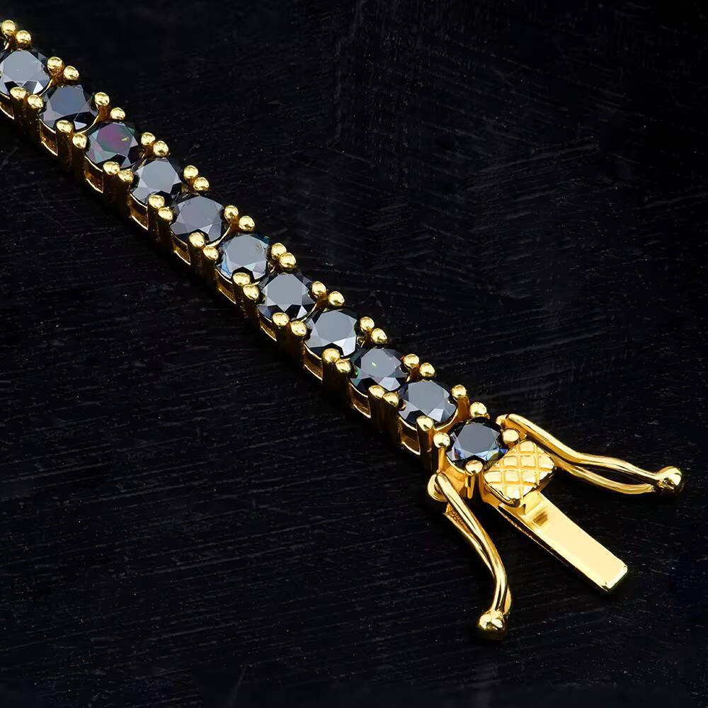 Black Color Round Moisssanite Tennis Bracelet 925 Silver