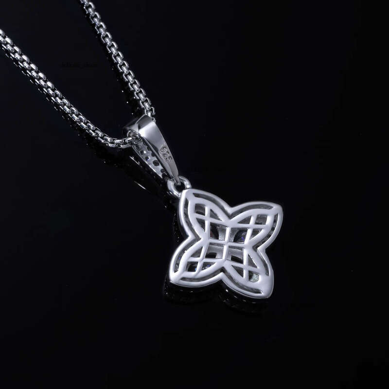 Artistic Jewelry Wholesale Fashion Classic Style Water Drop Shape VVS Moissanite Pure Silver Clover Pendant Gift - view 7