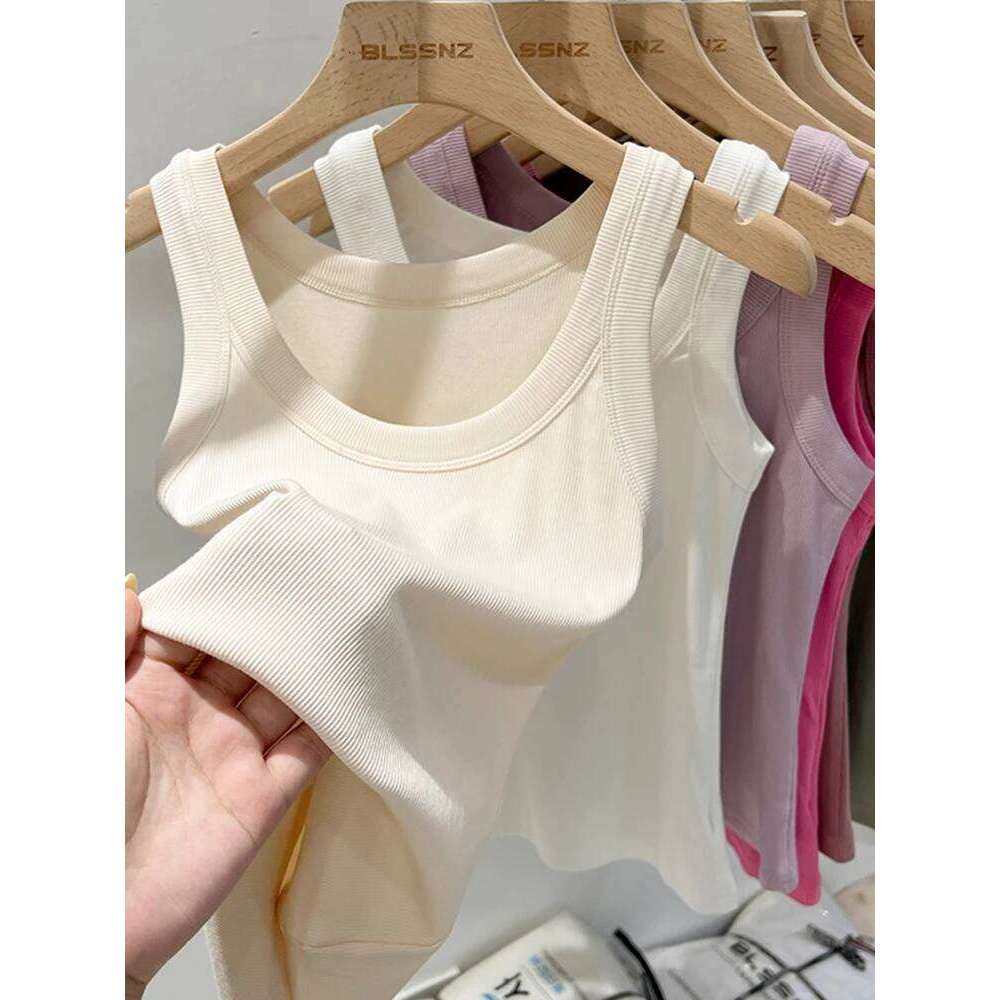 zjaiss Round Ribbed Camisole Women 2026 Summer Basic Elastic O Neck Solid Tank Top