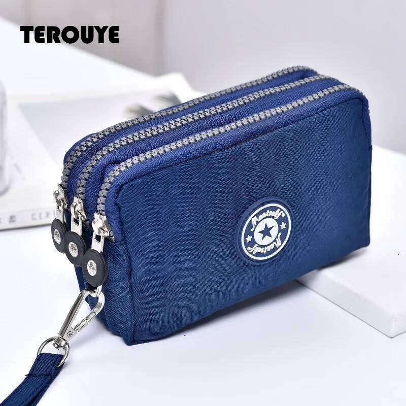 Thickened Three-Layer Long Zipper Pocket Purse Women's Handbag Wrist Mobile Phone Bag Cute Washable Cloth TEROUYE