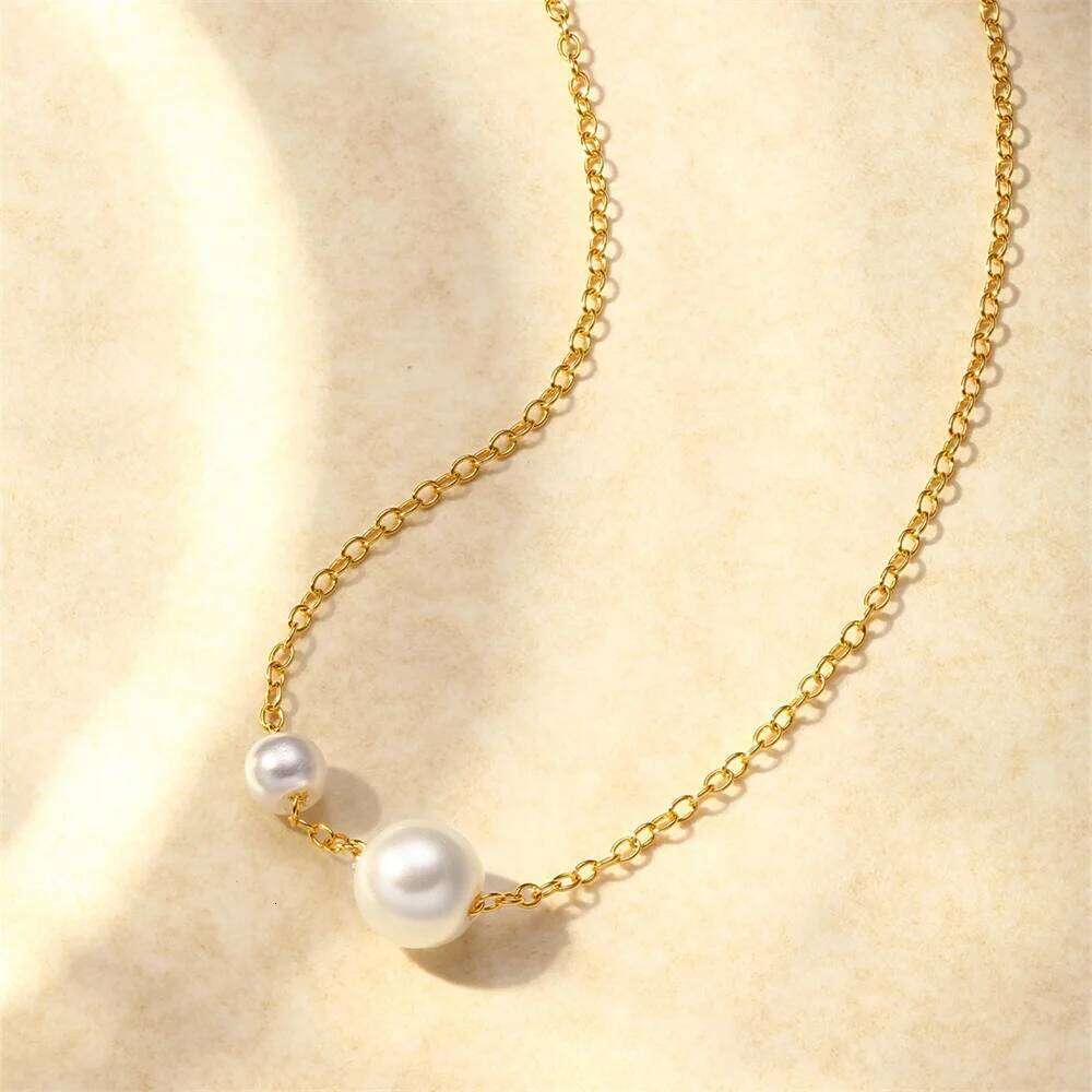 Aide 925 Sterling Silver Light Luxury 18k Gold Plating Shell Imitation Pearl Pendant Necklace Women Fashion Clavicle Chain Jewel