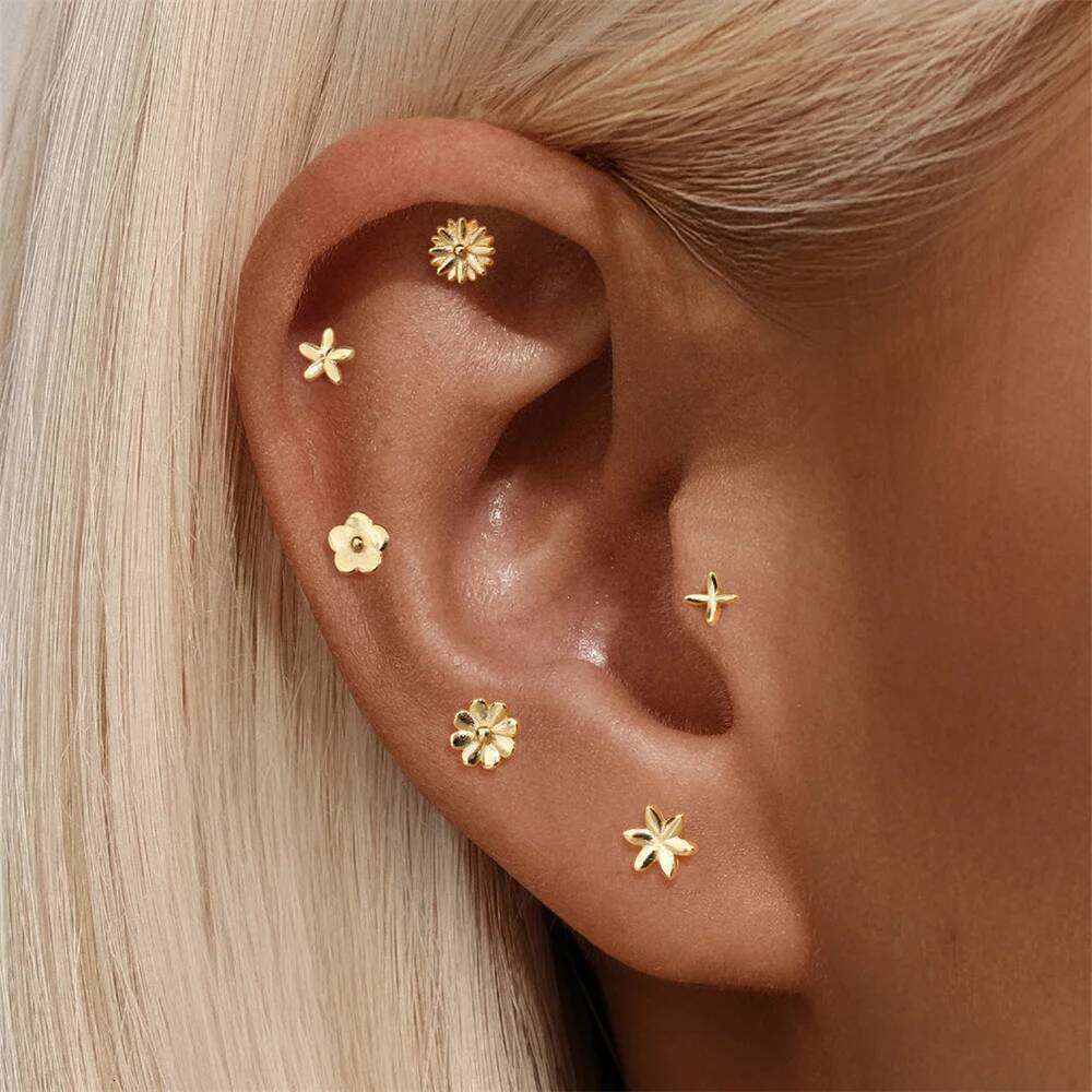 Aide 925 Sterling Silver Dainty Flower Stud Earrings For Fashion Women Party Cute Jewelry Girls Birthday Minimalist Accessories