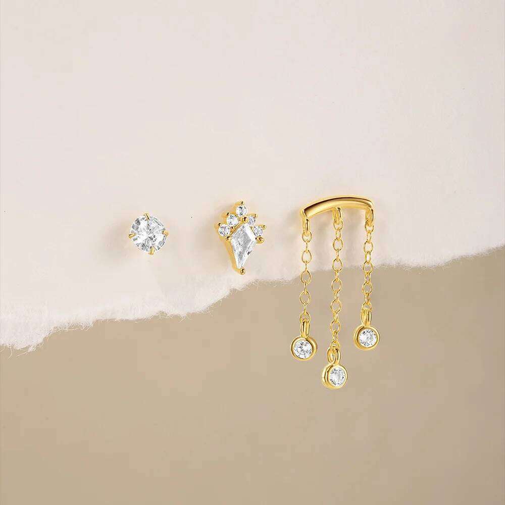 Aide 925 Sterling SilverCute Small Golden Bear Stick Earpost Spiral Stud Earrings For Women Classic Fashion Ear Bone Earring 1pc