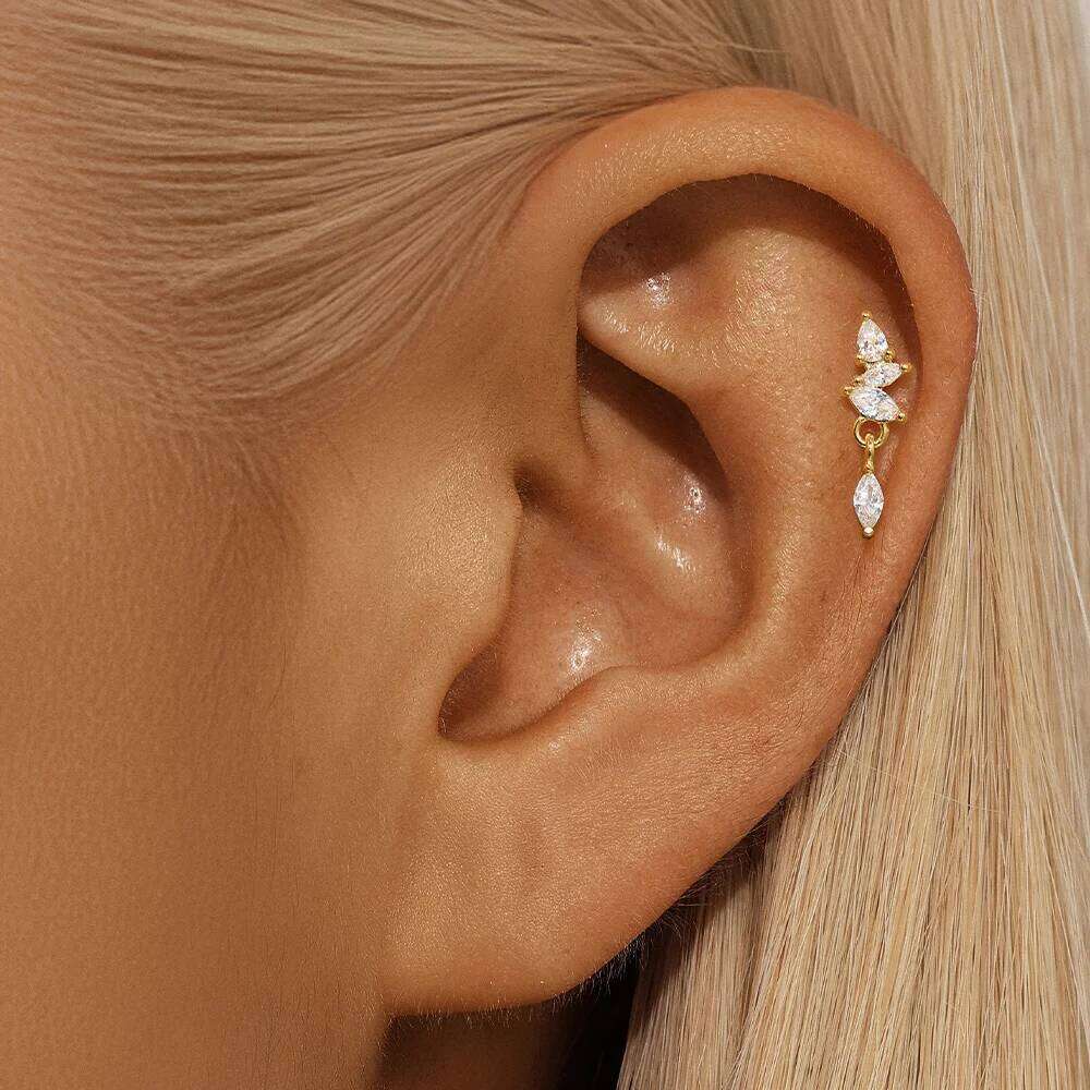 Aide 925 Sterling Silver Black CZ Crystal Series Stud Earrings For Women Star Moon Heart Flower Shape Ear Studs Party Jewelry