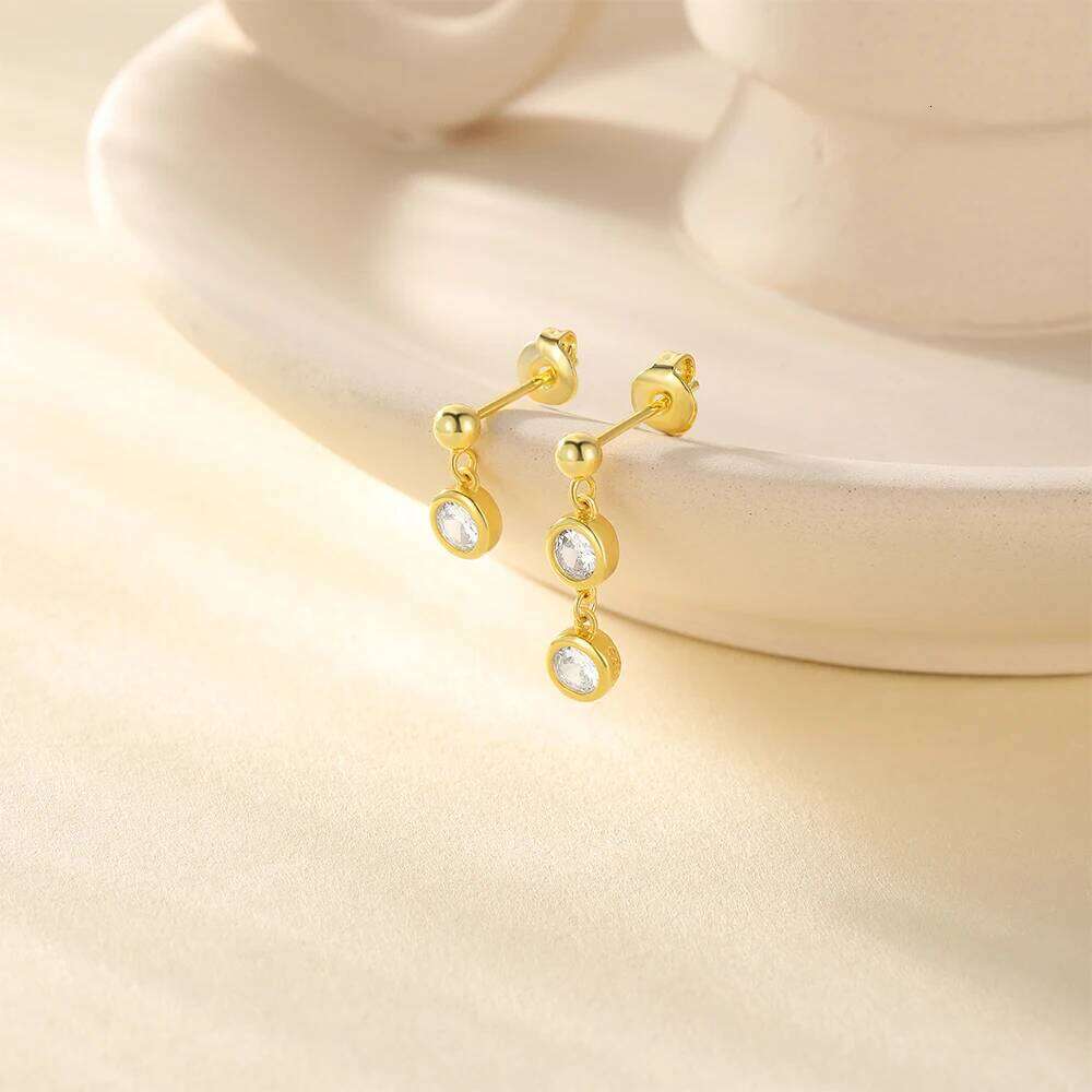 Aide 925 Sterling Silver Asymmetrical Zircon Pendientes Piercing Stud Earrings For Women 18K Gold Simple Elegant Jewelry Gift