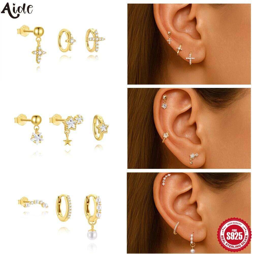 Aide Various Styles Zircon Set 925 Sterling Silver Women Earrings Ear Stud Pendientes Summer Y2k 2026 New Year Jewelry