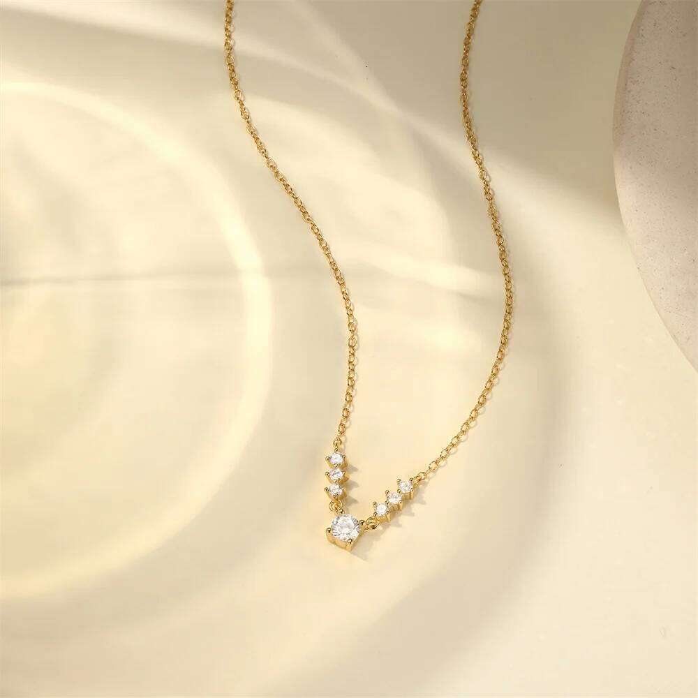 Aide Luxury Necklace For Women Fine Silver 925 Jewelry Fashion Neck Minimalist Pendants 18K Gold Color Chains Necks Woman