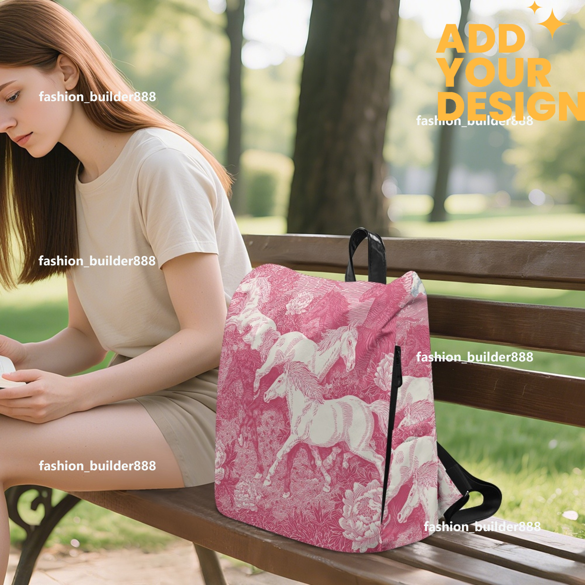 Custom H Designer Fashion Anti Theft Backpack Luxury Horse Pattern Unisex Full Print Backpack Laptop Bag Travel Bag H37