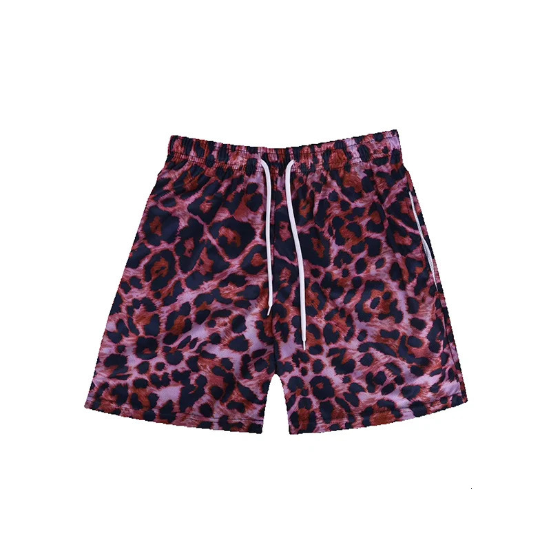 Summer Mens Fashionable Shorts Leopard Print Clothing Casual Hawaiian Vacation Shorts Mens Drawstring Breathable Shorts 251230