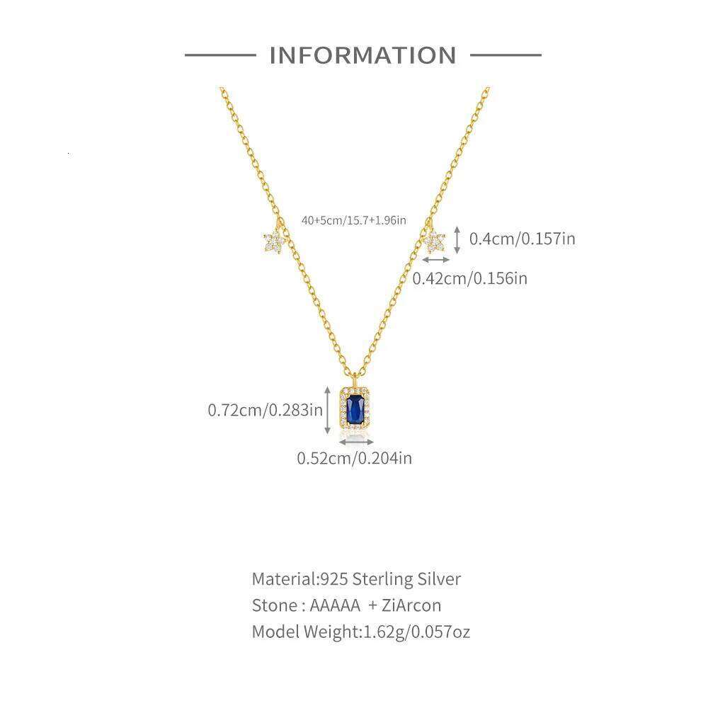 Aide 925 Sterling Silver Minimalism Gem Pendant Necklace Colorful Zircon Trend Chain for Women Birthday Anniversary Free Shippin