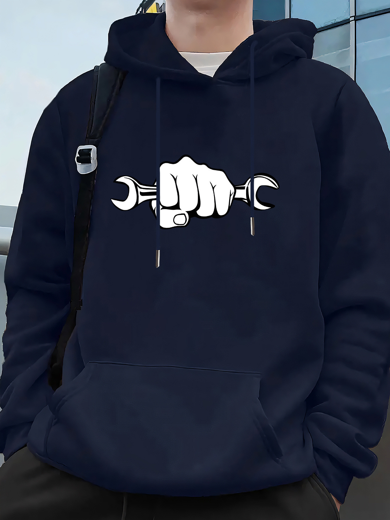 Streetwear Hooded Kangaroo Pocket & Drawstring Hood Warm Casual Pullover Suitable for Wear - Machine Washable Men's Clothing with Hoodie