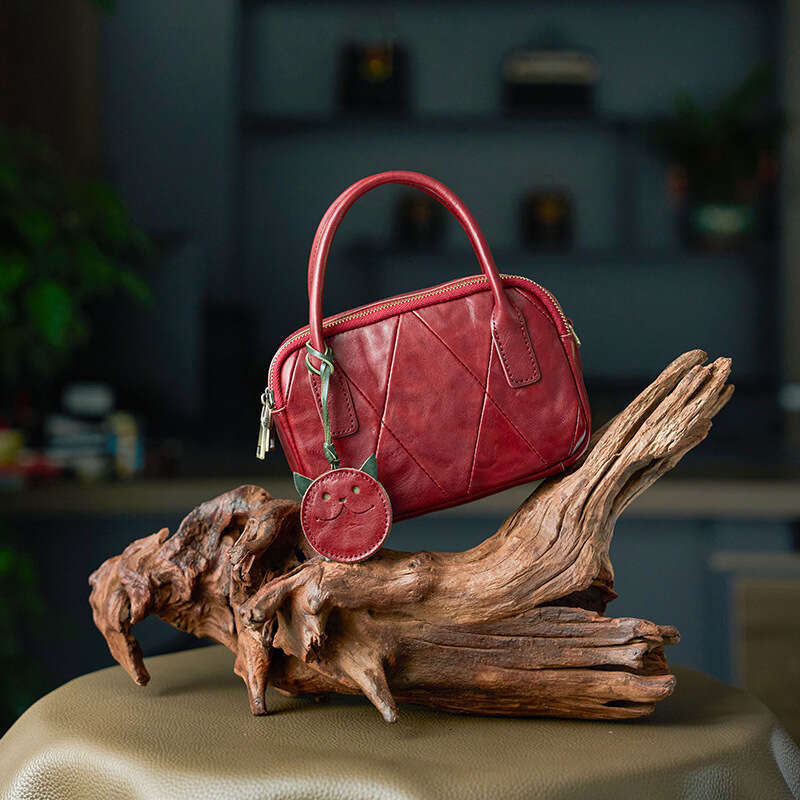 Luxury Shoulder Genuine Leather Handmade Bowling For Women New Retro Style Crossbody Tanned Cowhide Versatile Handheld Pillow Bag SENYY