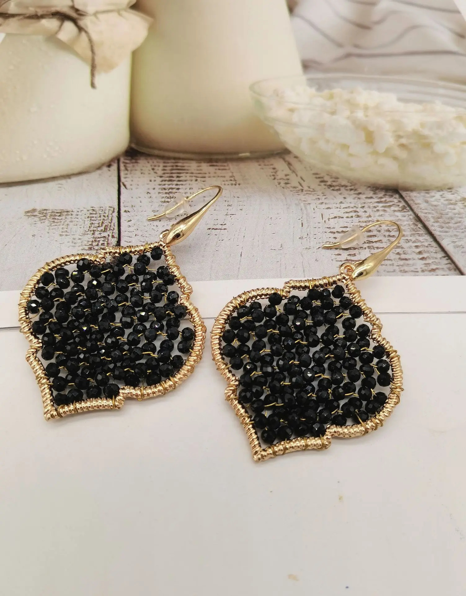 Womens earrings trend beaded Fashion Crystal Beads jewelry hanging Stainless SteelGold plated Earings in For Woman 251230