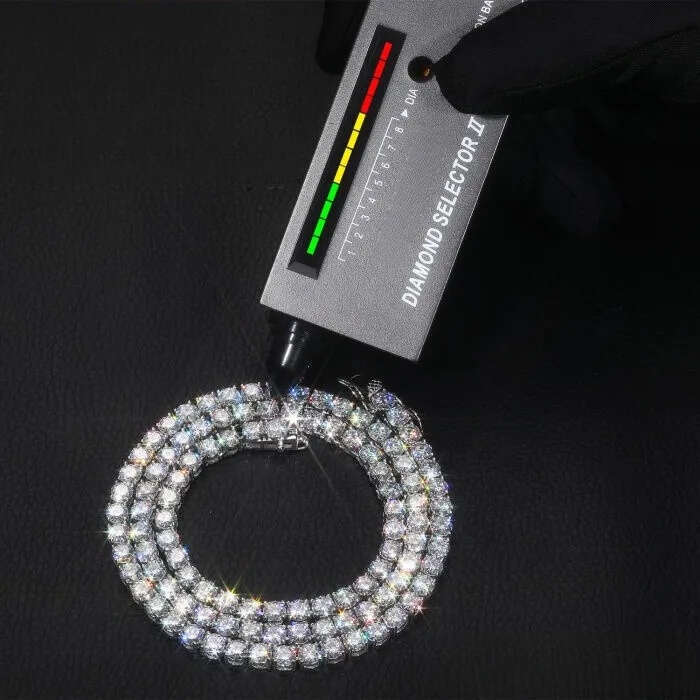 USA Warehouse Wholesale 4mm-6mm VVS Moissanite pass diamond tester Chain 925 Sterling Silver Men Women Fine Jewelry Tennis Necklace