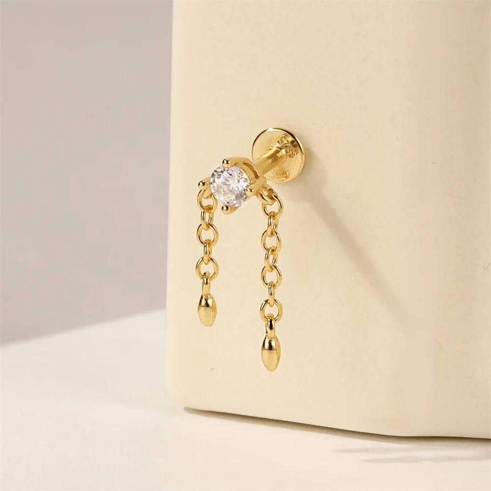 Aide 1Pc 925 Sterling Silver Love Heart Shiny Opal Stud Earrings For Women 18K Gold Cartilage Spiral Puncture DIY Fine Jewelry