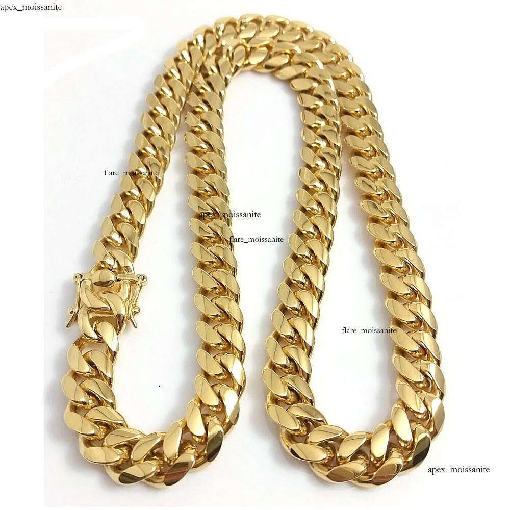 18K Gold Miami Cuban Link Chain Necklace Men Hip Hop Stainless Steel Jewelry Necklaces
