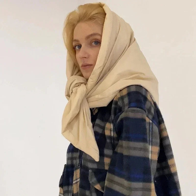 Winter Headscarf Warm Hood Down Cotton Triangle Puff Scarf Women Thickened Windproof Water-repellent Hat for Outdoor Neck Hood 251225 - view 4