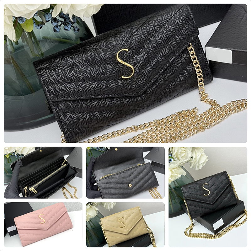 Classic Wallet Luxuey Designer Wallet Womens Leather Wallets Card Holder Letter Square Wallets Chain Purse Designer Bag Card Holders