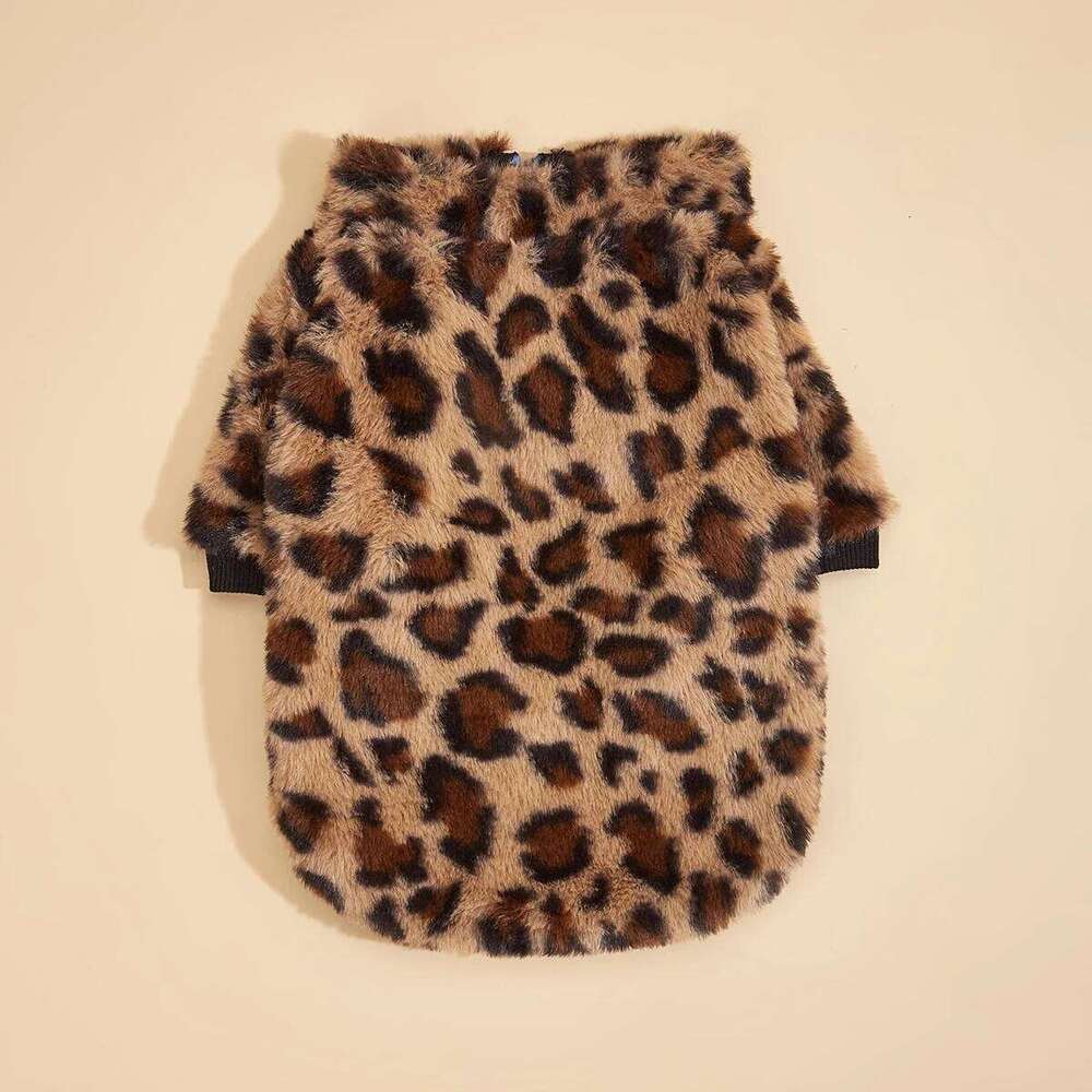 Pet Clothes Cat Puppy Tank Top Colorful Leopard Fuzzy Coat Sweatshirt Outfits Small Medium Dog for Autumn Winte 26L0104