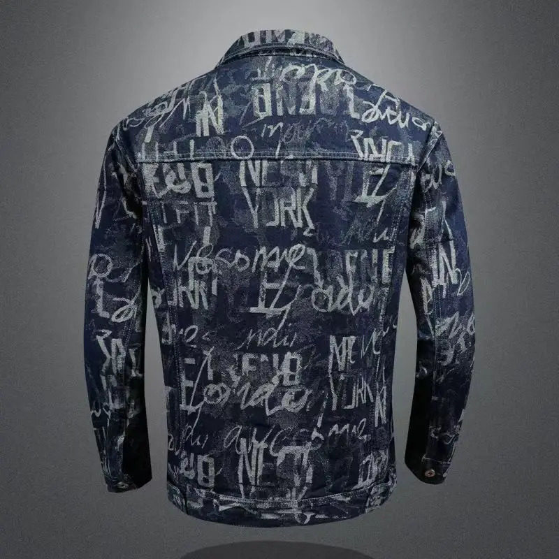 Jacquard Cotton Denim Jackets Spring Auutmn Turn Down Collar Simple Casual Male Cowboy Coats Man OuterWear 251230