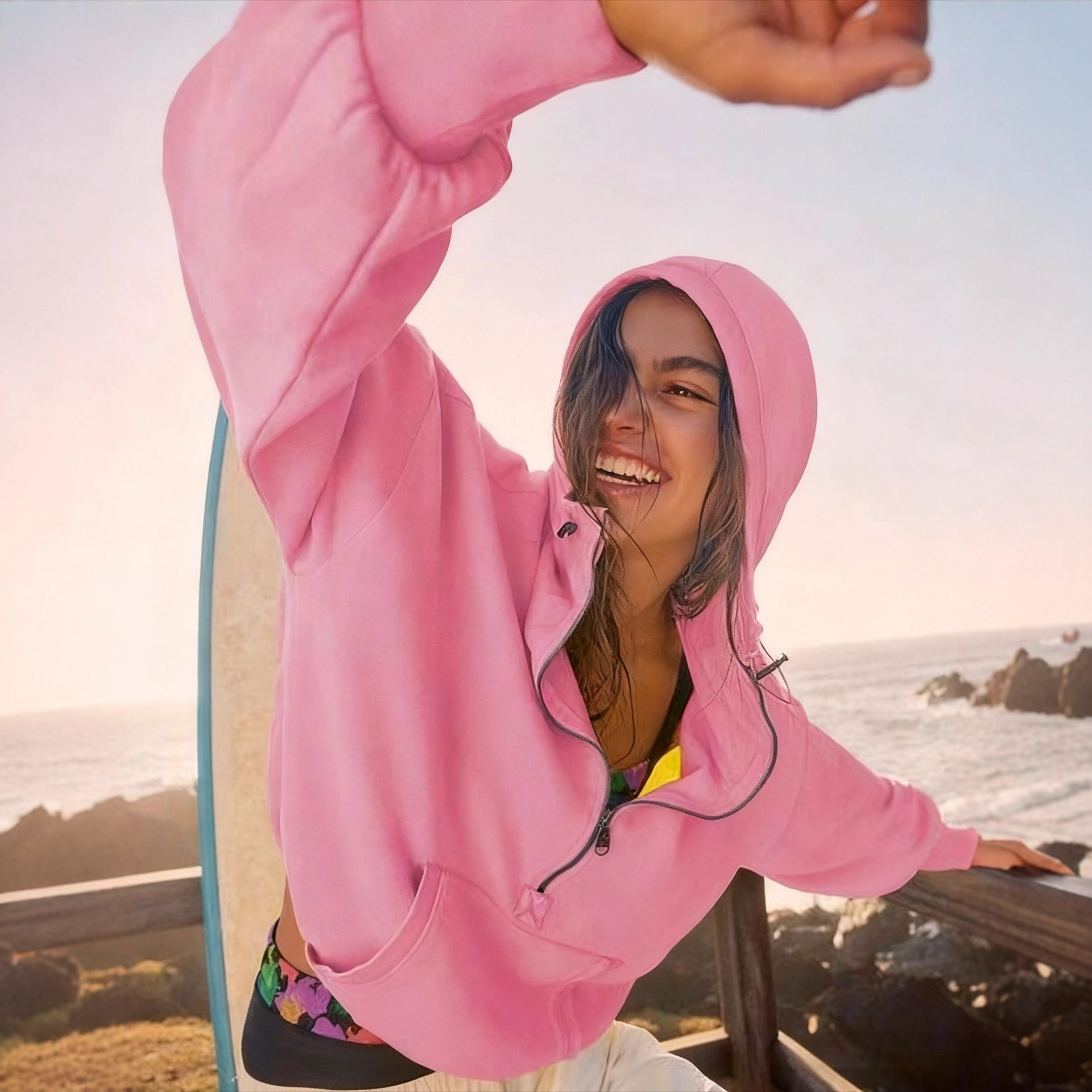 High Neck Hoodies for Women Oversized Half Zip Drawstring Y2K Pullover Sweater Casual Long Sleeve Sweatshirt with Pockets Free Shipping